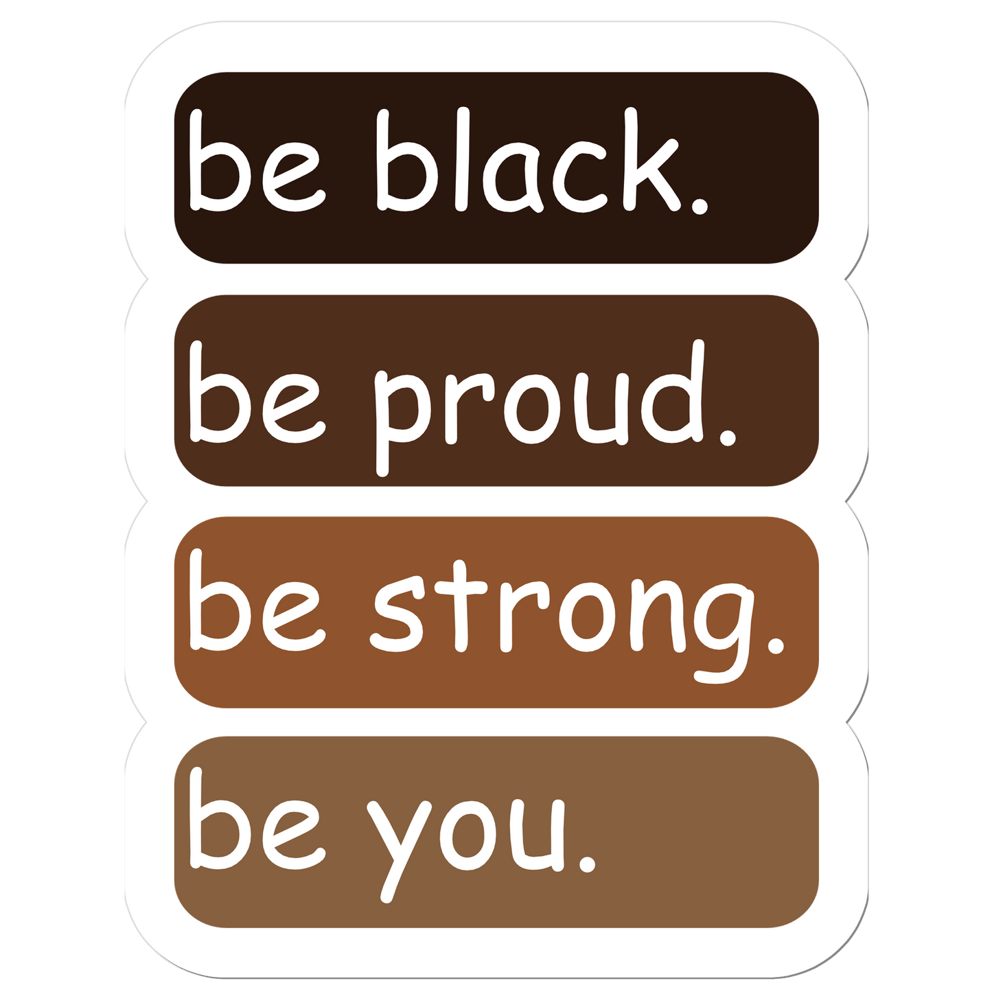 Be black, Be proud, Be strong, Be you Sticker transparent